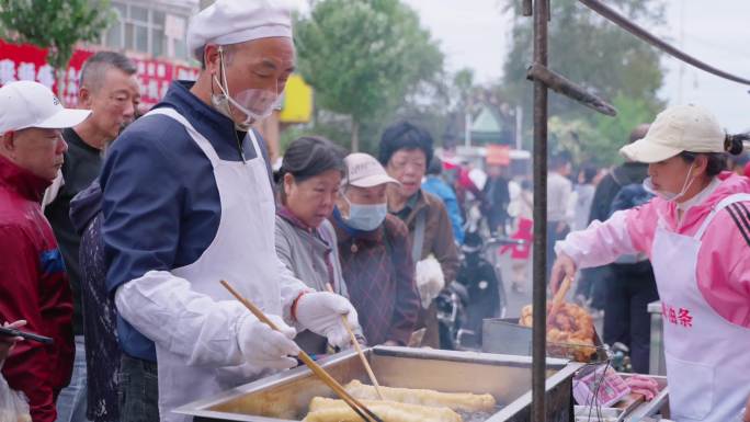 城市人文素材早市市场商贩油条小吃烟火气