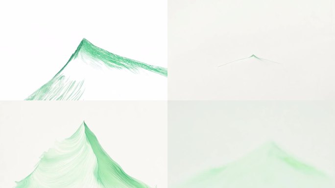 淡淡的绿色墨水画出一座小小的山峰