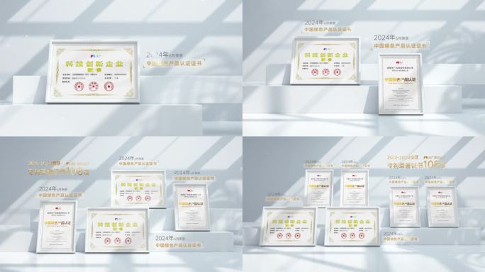 企业专利荣誉证书展示