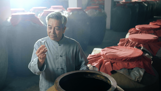 白酒广告专家五粮酒窖品酒师酒坛行走