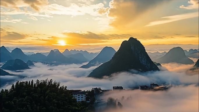 桂林山水甲天下青山绿水航拍大自然唯美风景