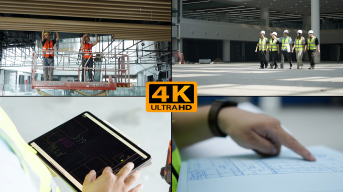 建筑工人 建筑工地 城市建设 工地图纸