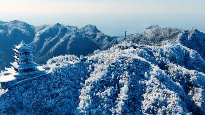 山东 冰雪世界 雾凇 航拍