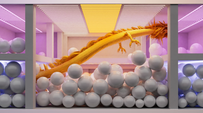 裸眼3d空间球体运动碰撞 龙