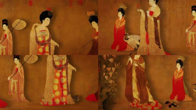 簪花仕女图-十大古代名画之一8K循环背景