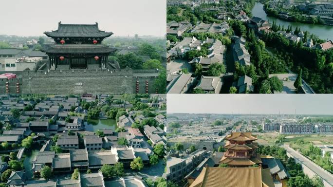 台儿庄古城清真寺航拍高清素材