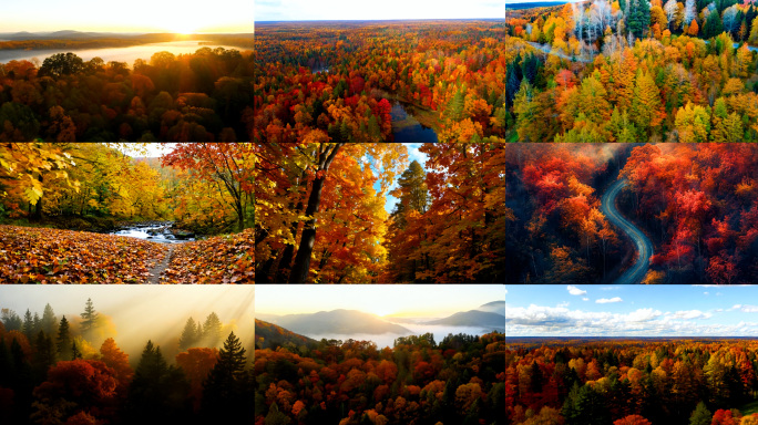 秋分金秋深秋立秋 航拍秋天森林 唯美秋景