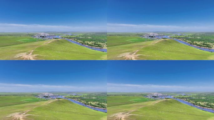 呼伦贝尔大草原风景航拍