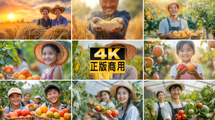 农民笑脸丰收喜悦幸福笑容农业粮食乡村振兴