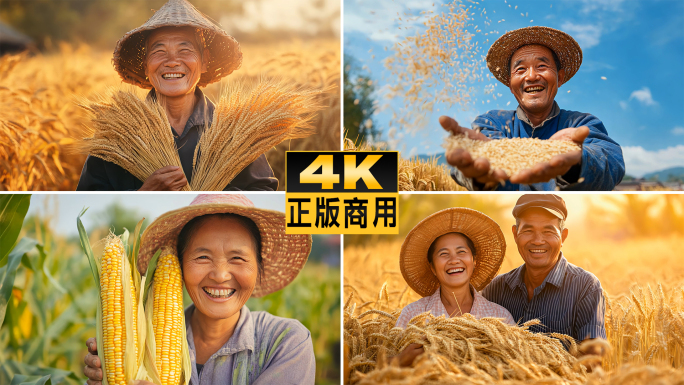 农民笑脸丰收喜悦幸福笑容农业粮食乡村振兴