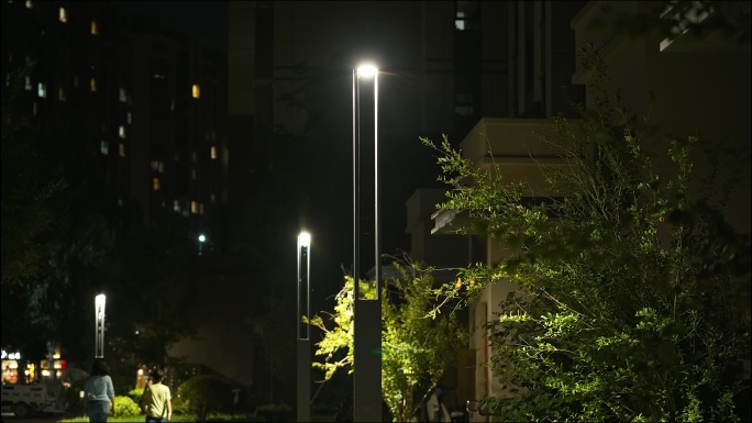 小区夜晚 月亮 小区人文