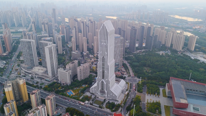 武汉长江日报大楼长江传媒大厦市民之家航拍