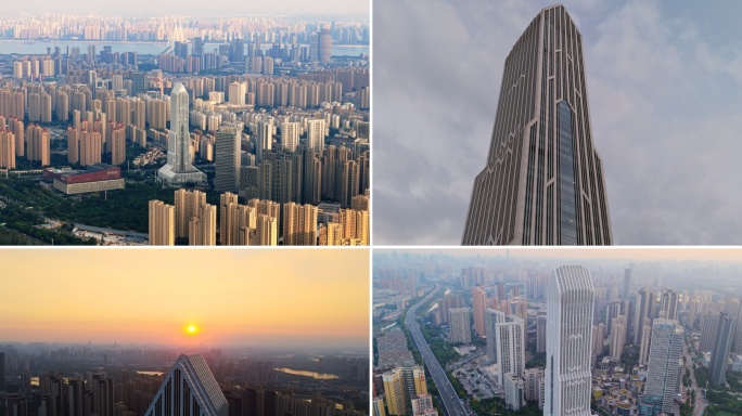 武汉长江日报大楼长江传媒大厦市民之家航拍