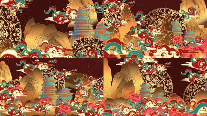 敦煌金色山水
