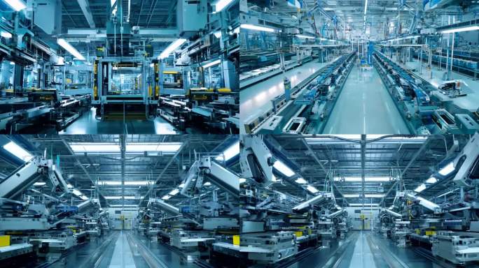 全自动的机器人城市 工厂内机械臂高效运转