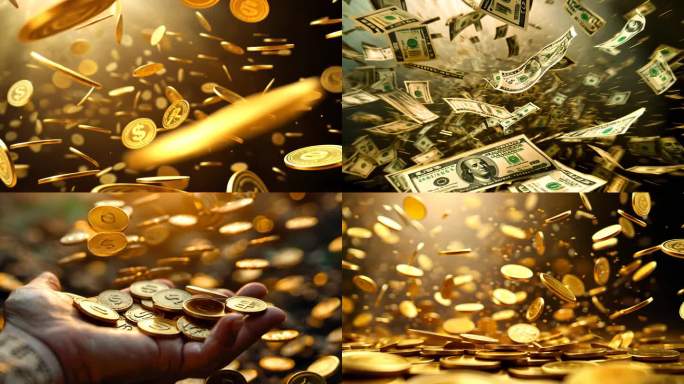 金币金币掉落 美元金币撒金币