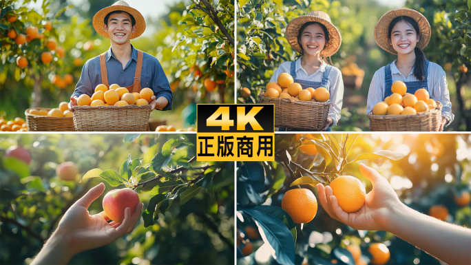 果园水果蔬菜农民果农丰收喜悦笑脸乡村振兴