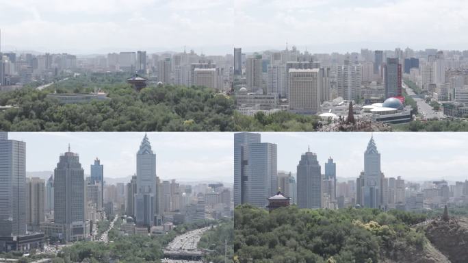 航拍新疆乌鲁木齐红山