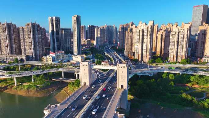 泉州市晋江田安大桥大景全景丰泽区航拍城市