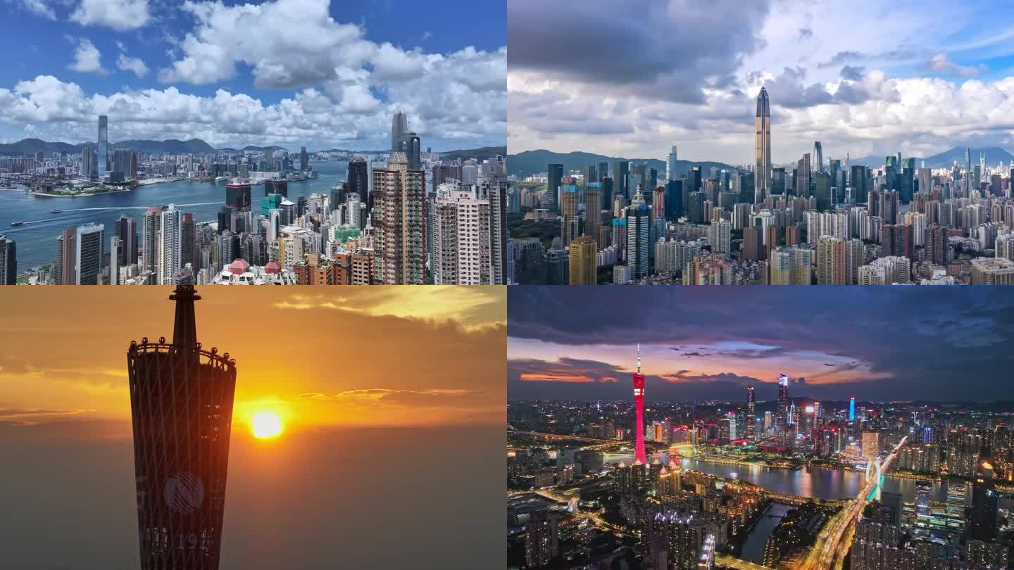 中国城市航拍黄金内弯粤港澳大湾区各城市
