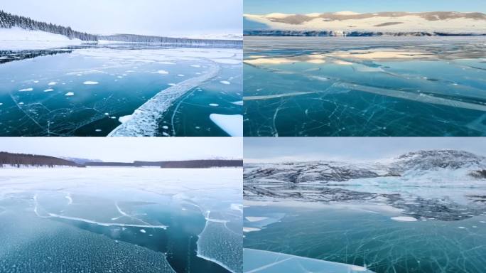贝加尔湖的冰面 如镜子般平滑清澈