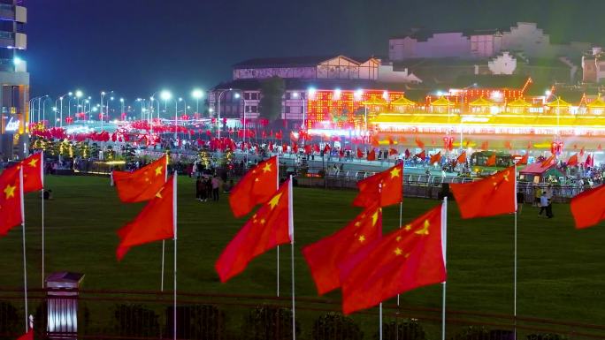 湖州龙之梦乐园国庆节氛围烟花秀