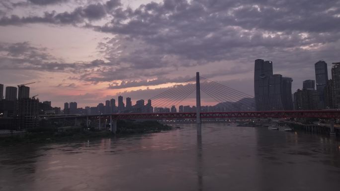 航拍重庆城市cgb地标建筑大桥小外滩