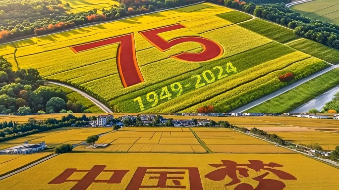 中国梦国庆75周年党建片头 农业稻田三农