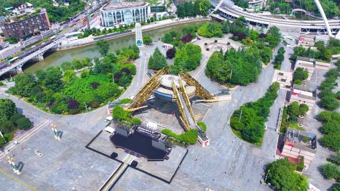 贵阳市南明区人民广场筑城广场航拍民族博物