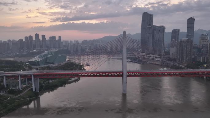 航拍重庆城市cgb地标建筑大桥小外滩