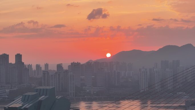 航拍重庆城市cgb地标建筑大桥小外滩
