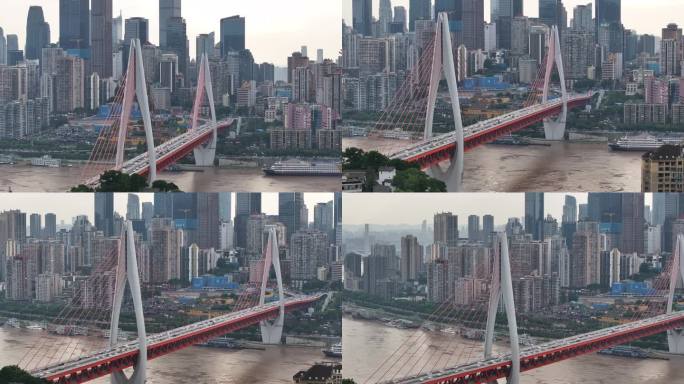 航拍重庆城市cgb地标建筑大桥小外滩