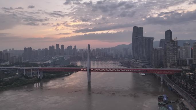 航拍重庆城市cgb地标建筑大桥小外滩