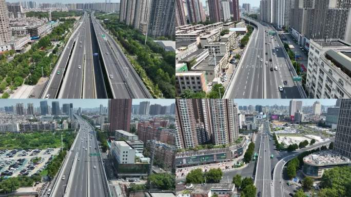 航拍河南郑州道路