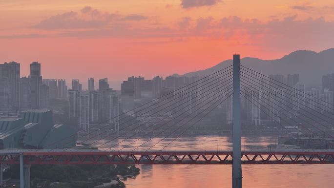 航拍重庆城市cgb地标建筑大桥小外滩