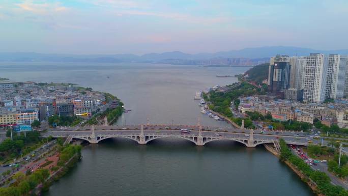 4K原创 大理洱海兴盛大桥航拍精选