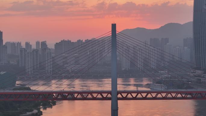 航拍重庆城市cgb地标建筑大桥小外滩