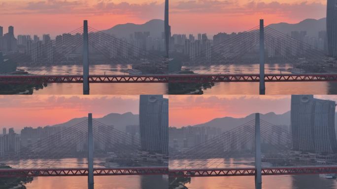航拍重庆城市cgb地标建筑大桥小外滩