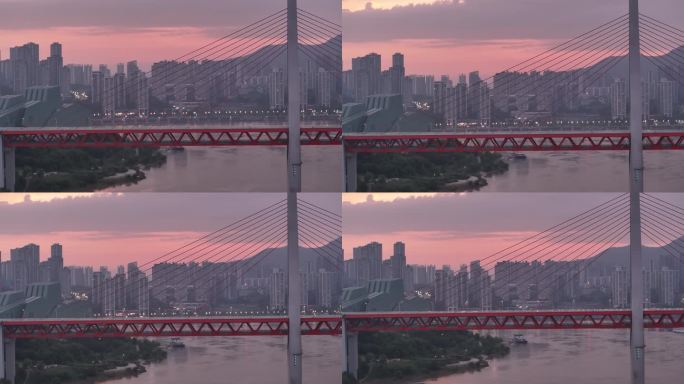 航拍重庆城市cgb地标建筑大桥小外滩