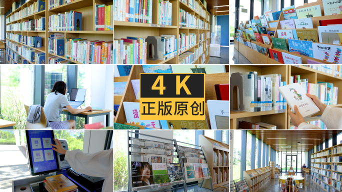 城市图书馆借书看书4K素材