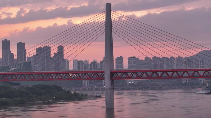 航拍重庆城市cgb地标建筑大桥小外滩