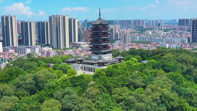 佛山市顺德区大景全景航拍城市地标广东省南