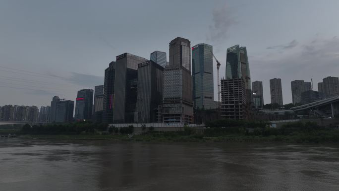 航拍重庆城市cgb地标建筑大桥小外滩