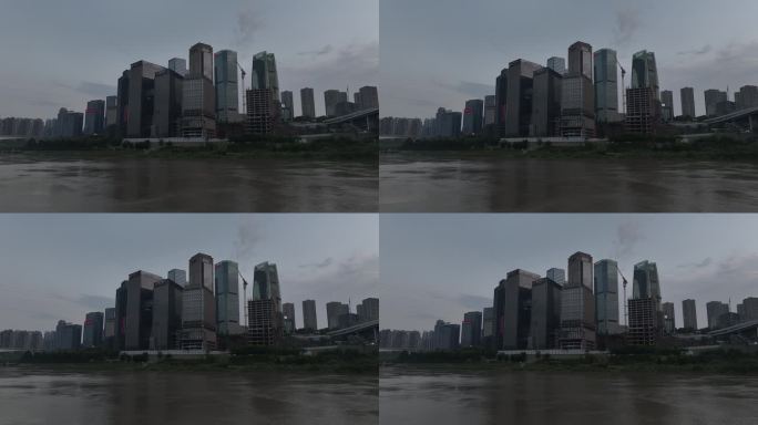 航拍重庆城市cgb地标建筑大桥小外滩