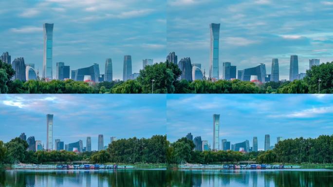 北京朝阳公园拍国贸CBD延时摄影