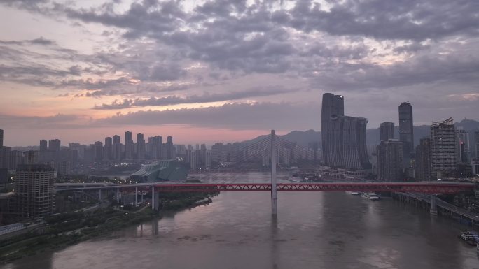 航拍重庆城市cgb地标建筑大桥小外滩