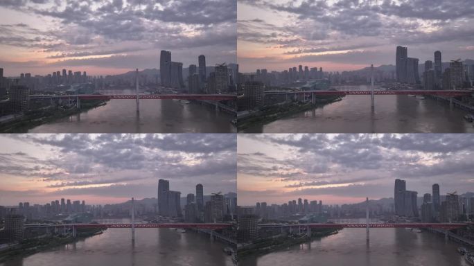 航拍重庆城市cgb地标建筑大桥小外滩