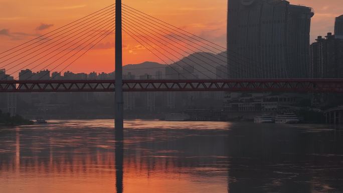 航拍重庆城市cgb地标建筑大桥小外滩