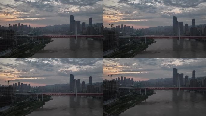 航拍重庆城市cgb地标建筑大桥小外滩