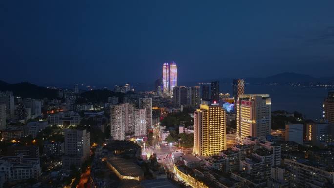 4K厦门航拍城市风光夜景